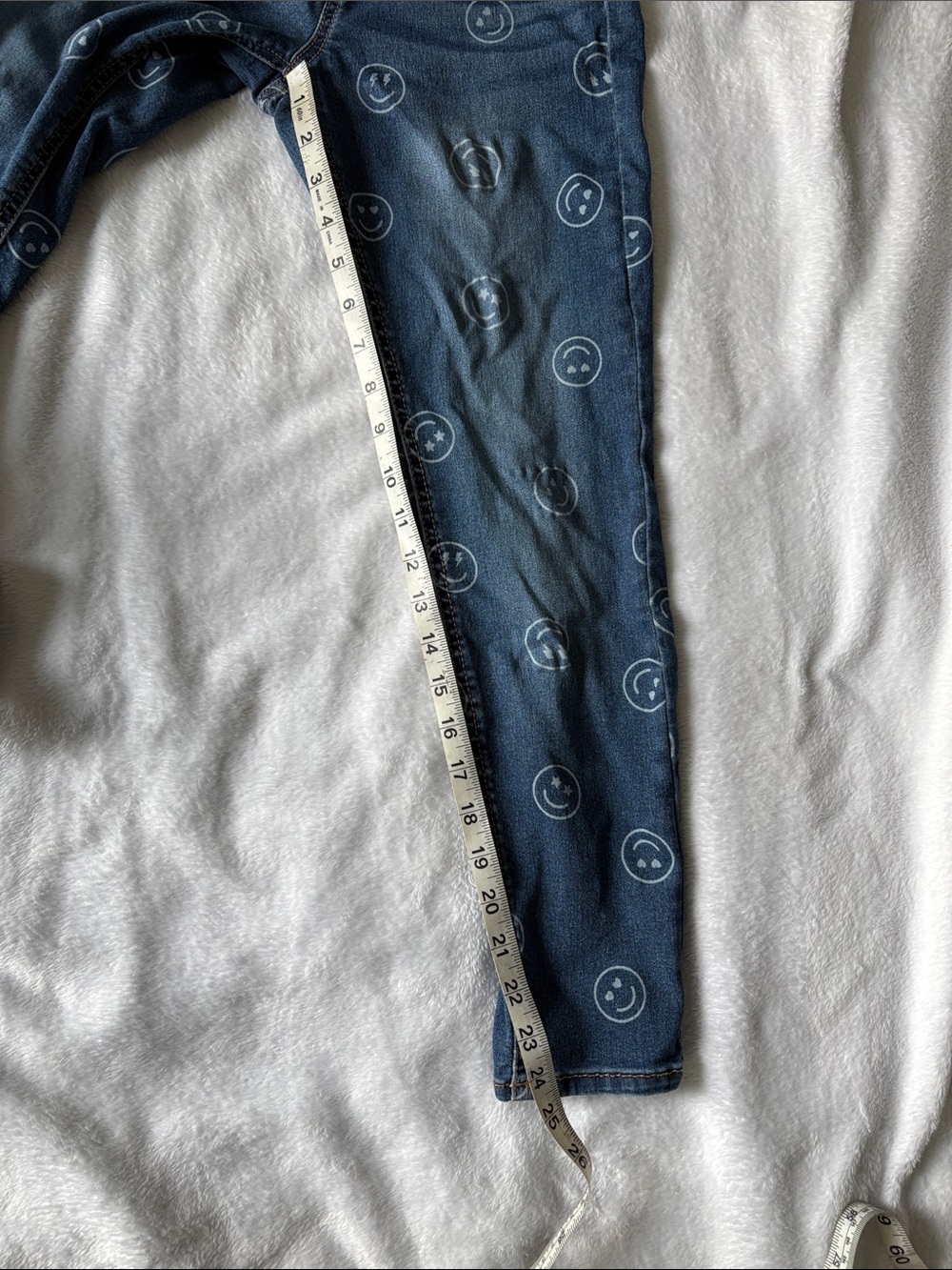Dark Blue Smile-Print Girls Skinny Jeggings - Picture 4 of 6